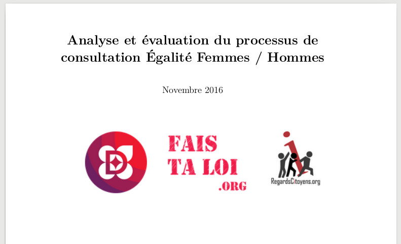 rapport citoyen de la consultation egalité Femmes / Hommes