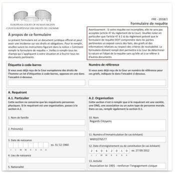 Copie de la requête de Regards Citoyens devant la CEDH